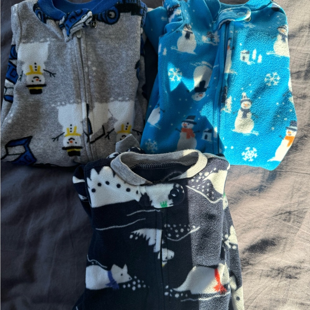 Carter's newborn Blue and Gray Fleece Pajamas